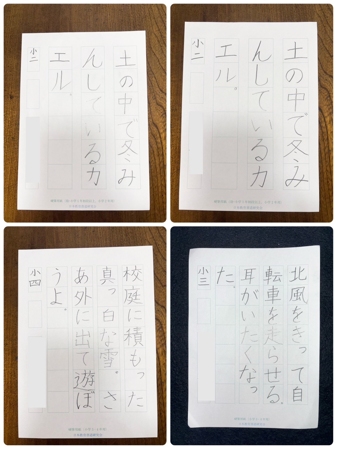 小学2.3.4年生硬筆作品